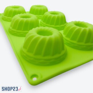 Silikon-Backform „Lion Cake“ Grün – 6 Mini-Gugelhupf Ø 7,2 cm – BPA-frei, Antihaft, Hitzebeständig