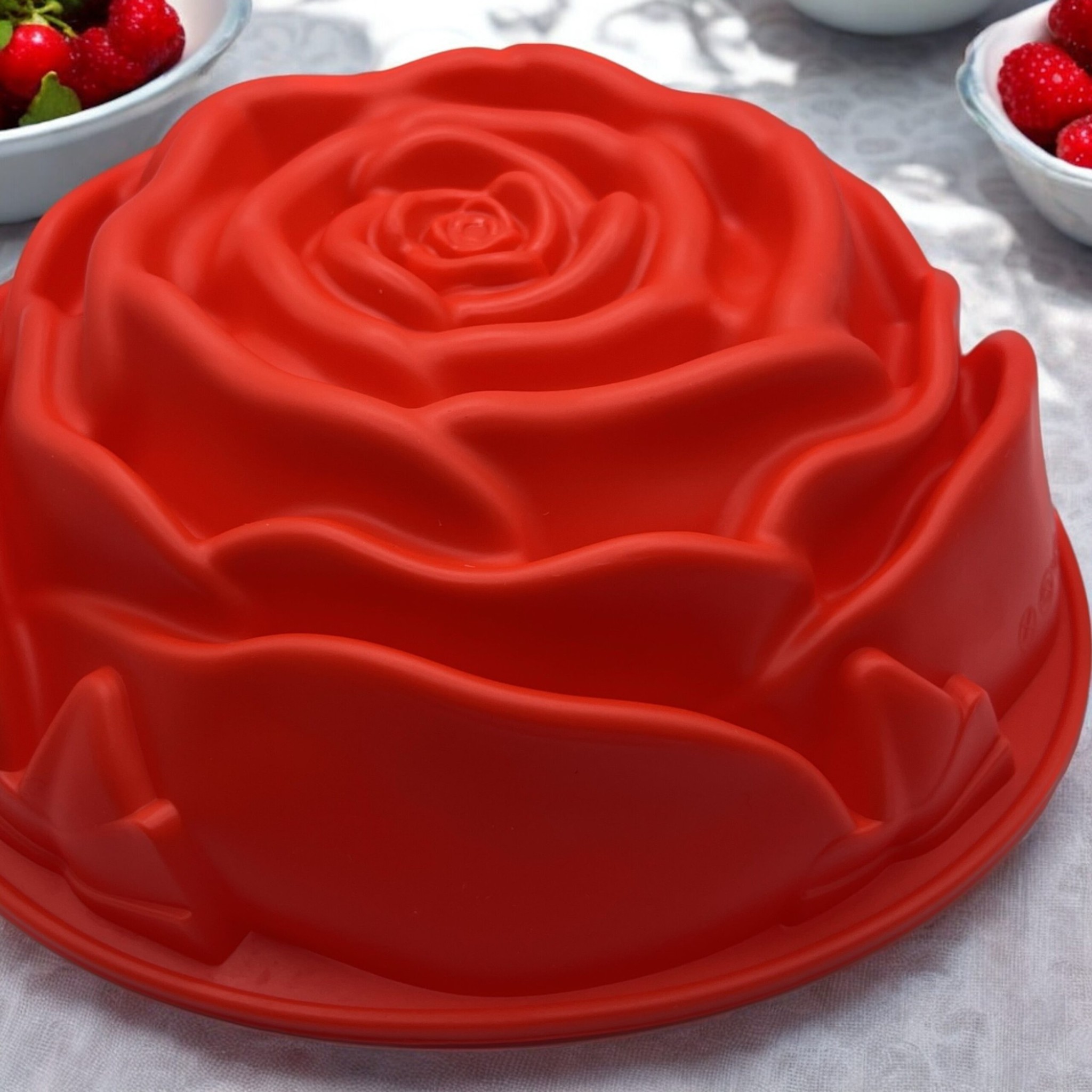 Silikon-Backform „Rose Cake“ – Ø 24 cm – 1,2 L – BPA-frei & hitzebeständig – Rot – Bild 2